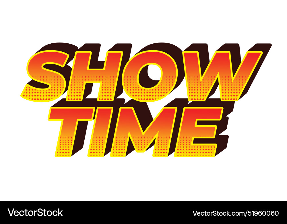 Show time text effect in 3d style with good colors Vector Image