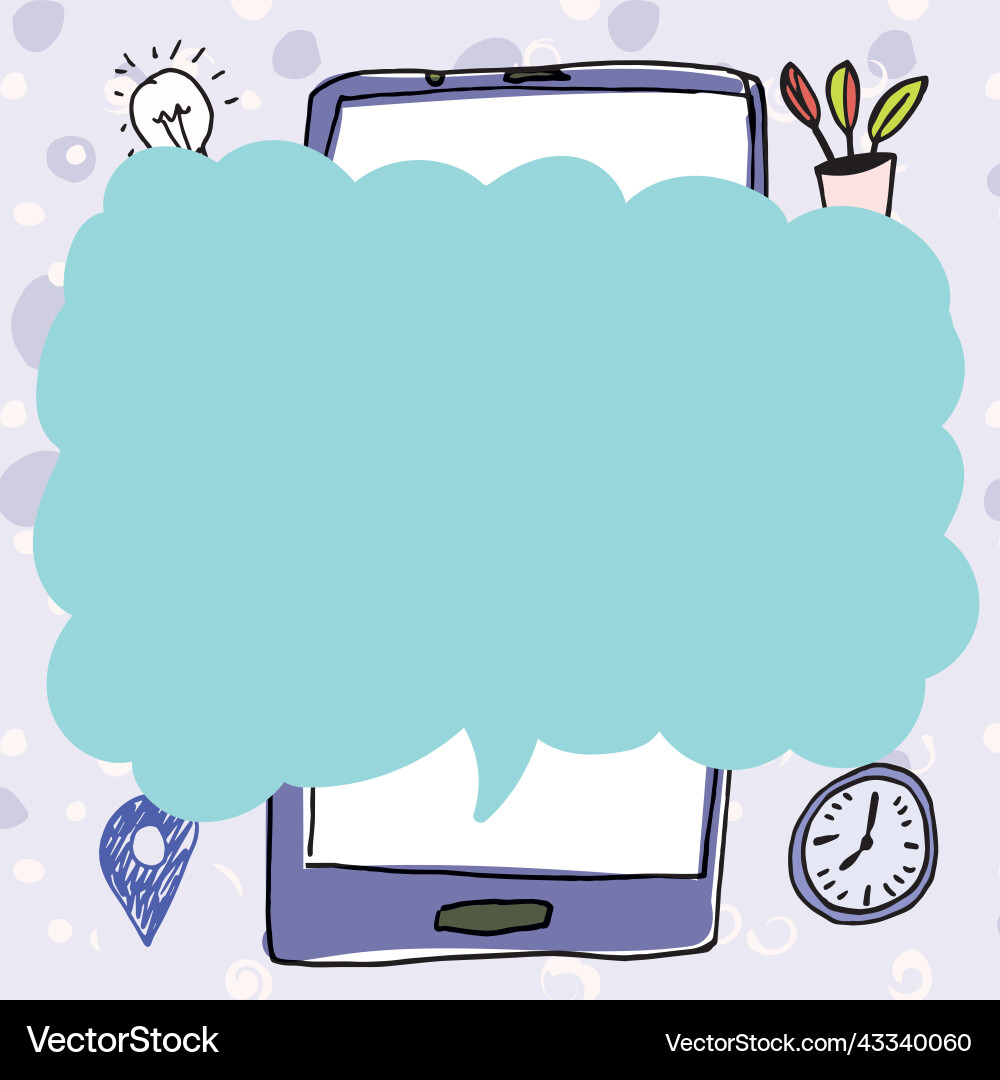 Speech bubble with important message above mobile Speech bubble with important message above mobile vector image