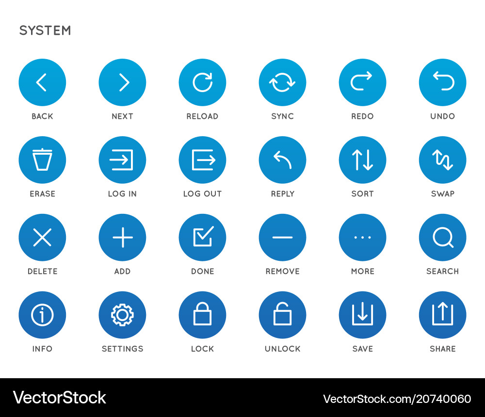 System user interface ui icon set high quality vector image