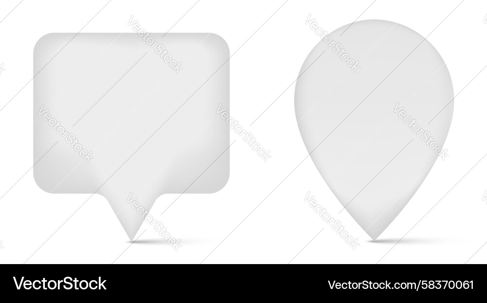 3D Map Pointers - White & Teardrop Vector Image