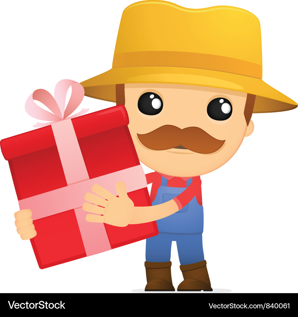 Cheerful Cartoon Farmer Vector Image