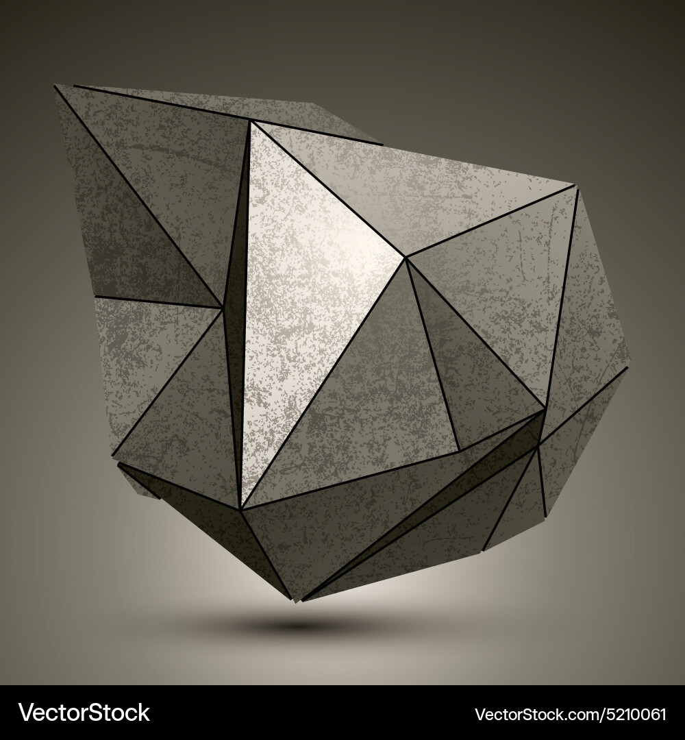 Deformed dimensional facet bronze object 3d Vector Image