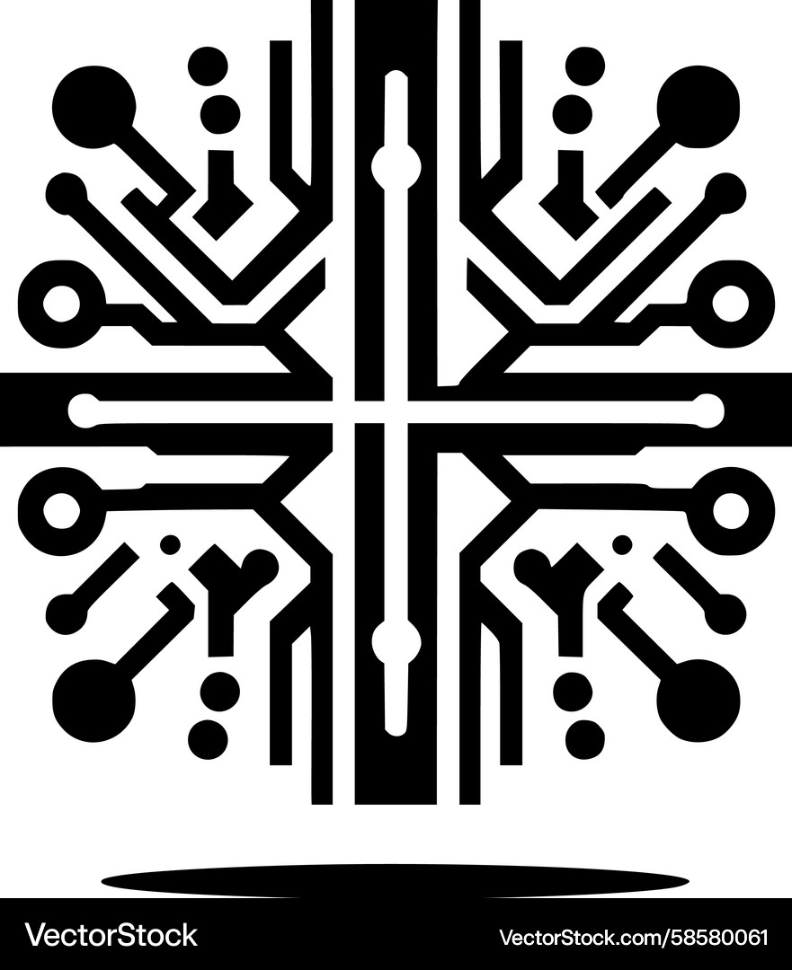 Fractal Circuit Tree Vector Image