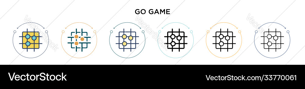 Go game icon in filled thin line outline vector image