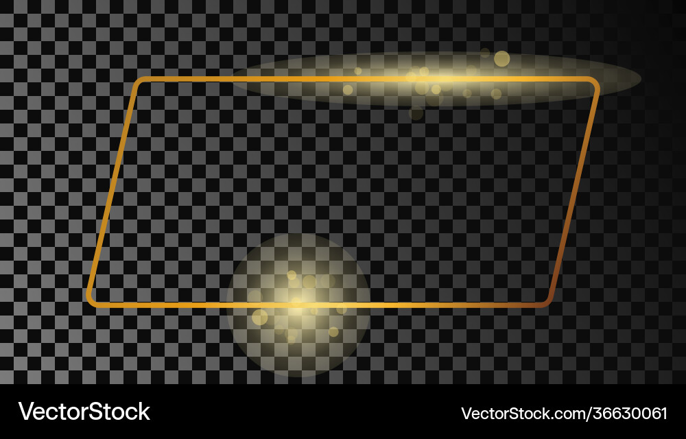 Gold glowing rounded rectangular shape frame Gold glowing rounded rectangular shape frame vector image