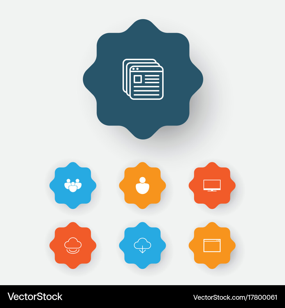 Internet icons set collection of storage display Vector Image