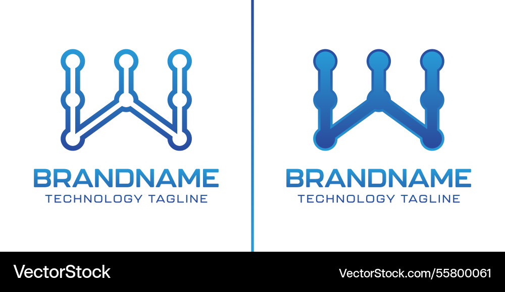 Letter w technology logo symbolize progress Vector Image