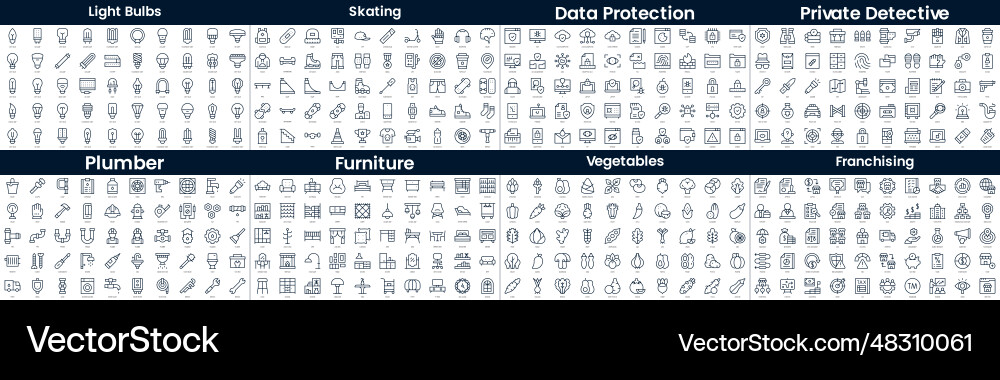 Linear style icons pack in this bundle include vector image