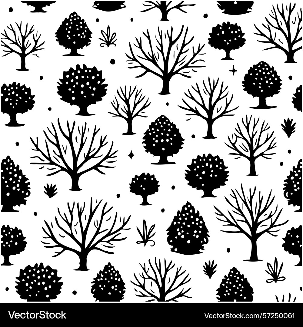 Monochrome forest pattern a simplistic yet Monochrome forest pattern a simplistic yet Vector Image