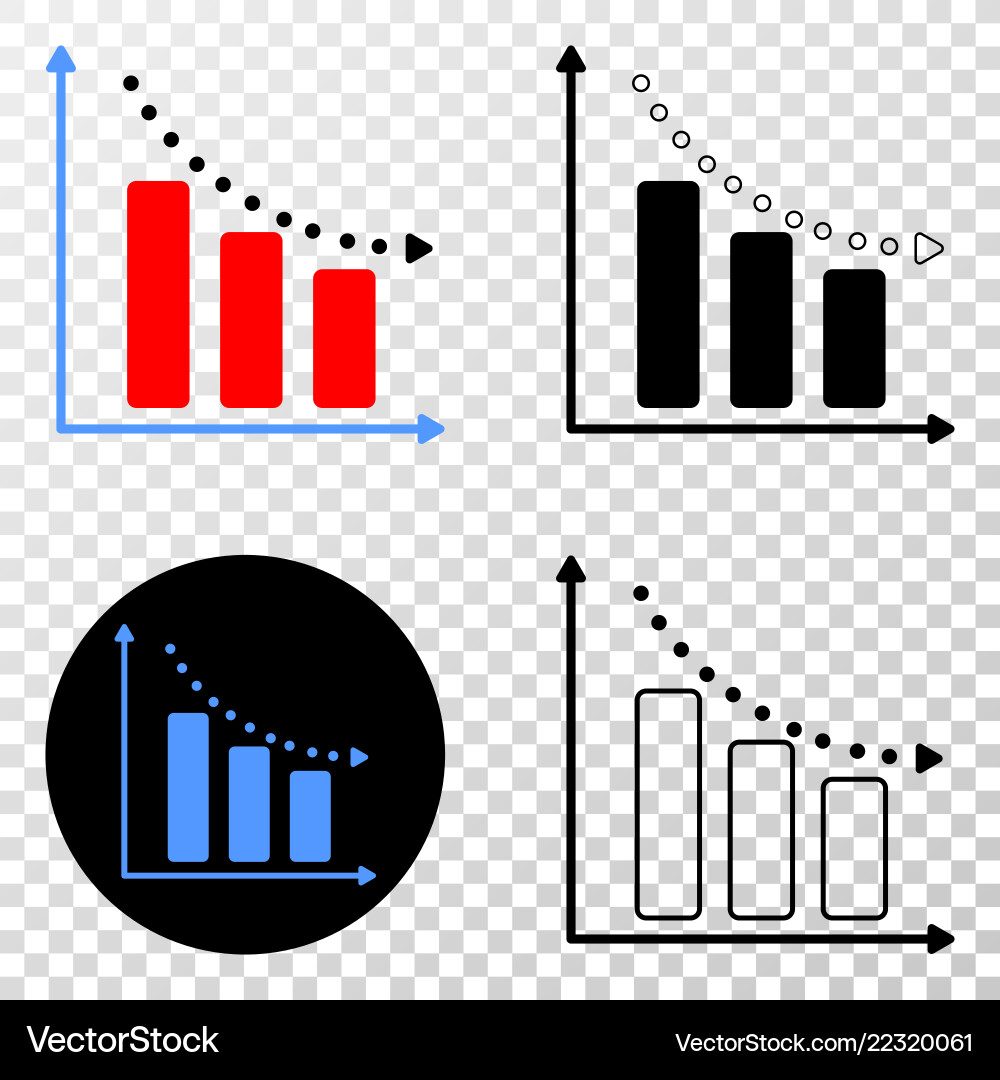 Recession bar chart eps icon with contour vector image