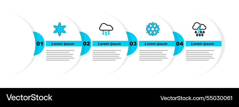 Set line cloud with rain and lightning snowflake Vector Image