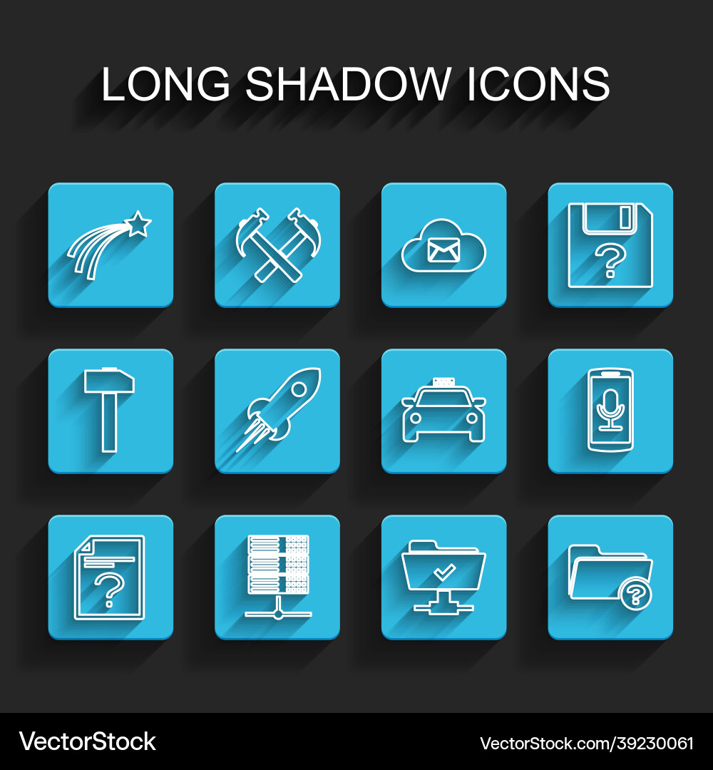 Set line unknown document server data web Vector Image