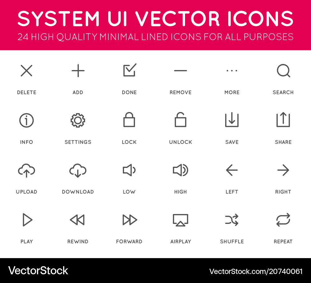 System user interface ui icon set high quality vector image