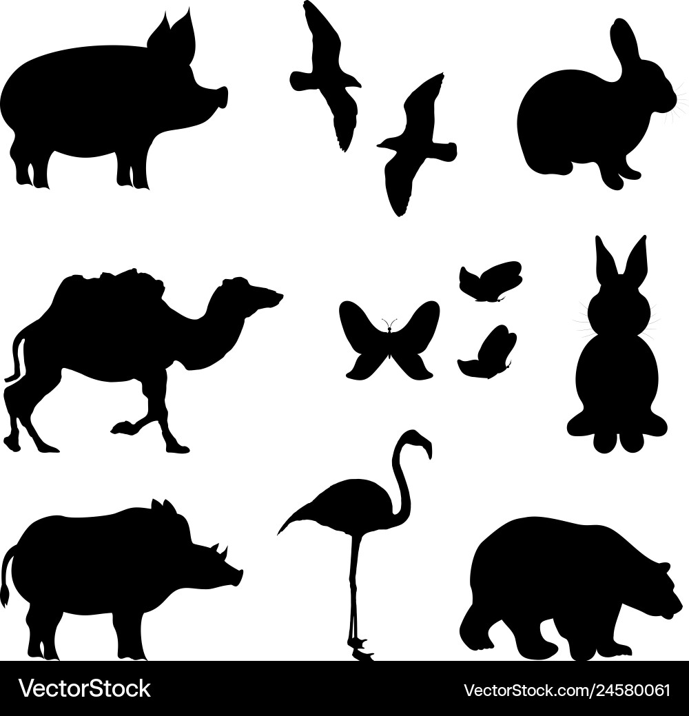 Tiersilhouette auf weißem Hintergrund gesetzt Tiersilhouette auf weißem Hintergrund gesetzt vektorbild
