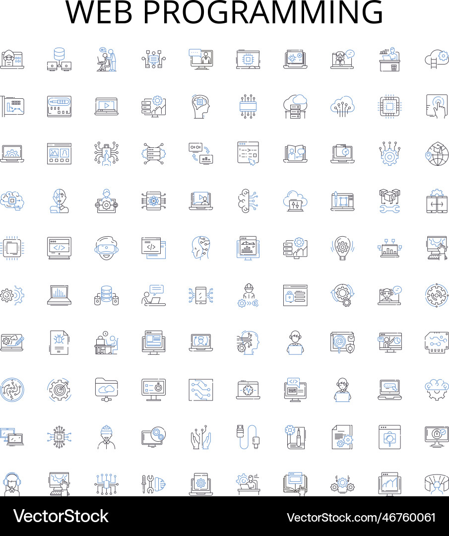 Web-Programmierung Umriss Icons Sammlung vektorbild