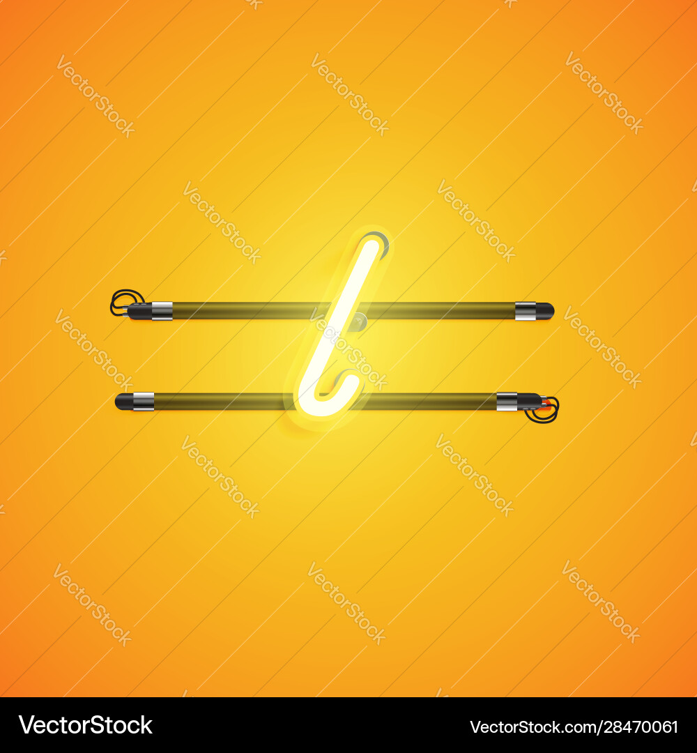 Yellow neon character Yellow neon character vector image