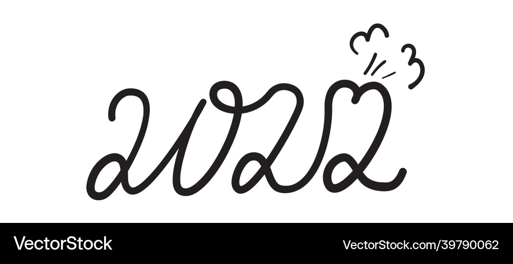 2022 hand drawn continuous one line numbers 2022 hand drawn continuous one line numbers vector image