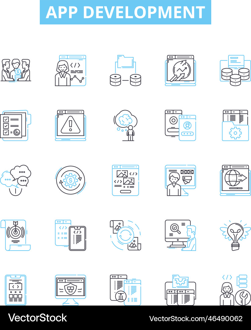 App development line icons set App development line icons set vector image