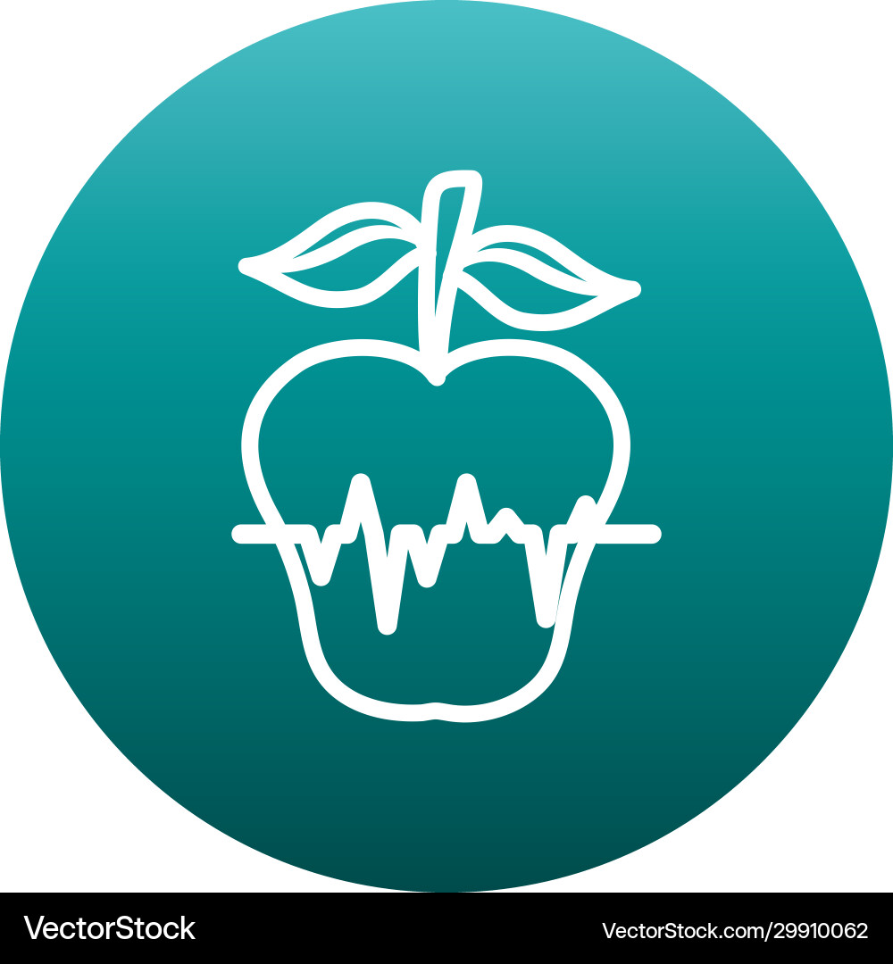 Apple and pulse block gradient style icon Vector Image