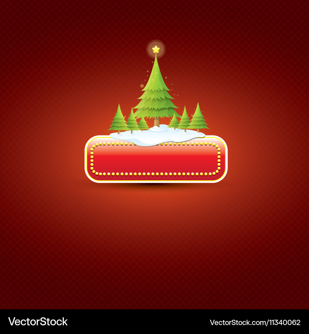 Christmas button with tree Vector Image