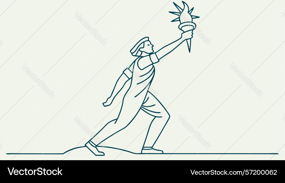 Dynamic figure running with a torch of progress Vector Image