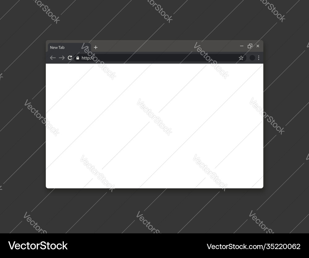 Empty mock up web browser page on dark grey vector image