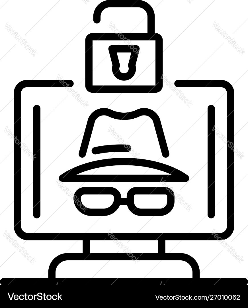 Hacker protected icon outline style Hacker protected icon outline style vector image
