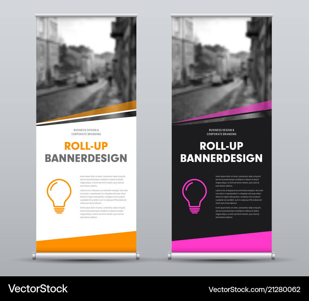 Modern Roll-Up Banner with Text Vector Image