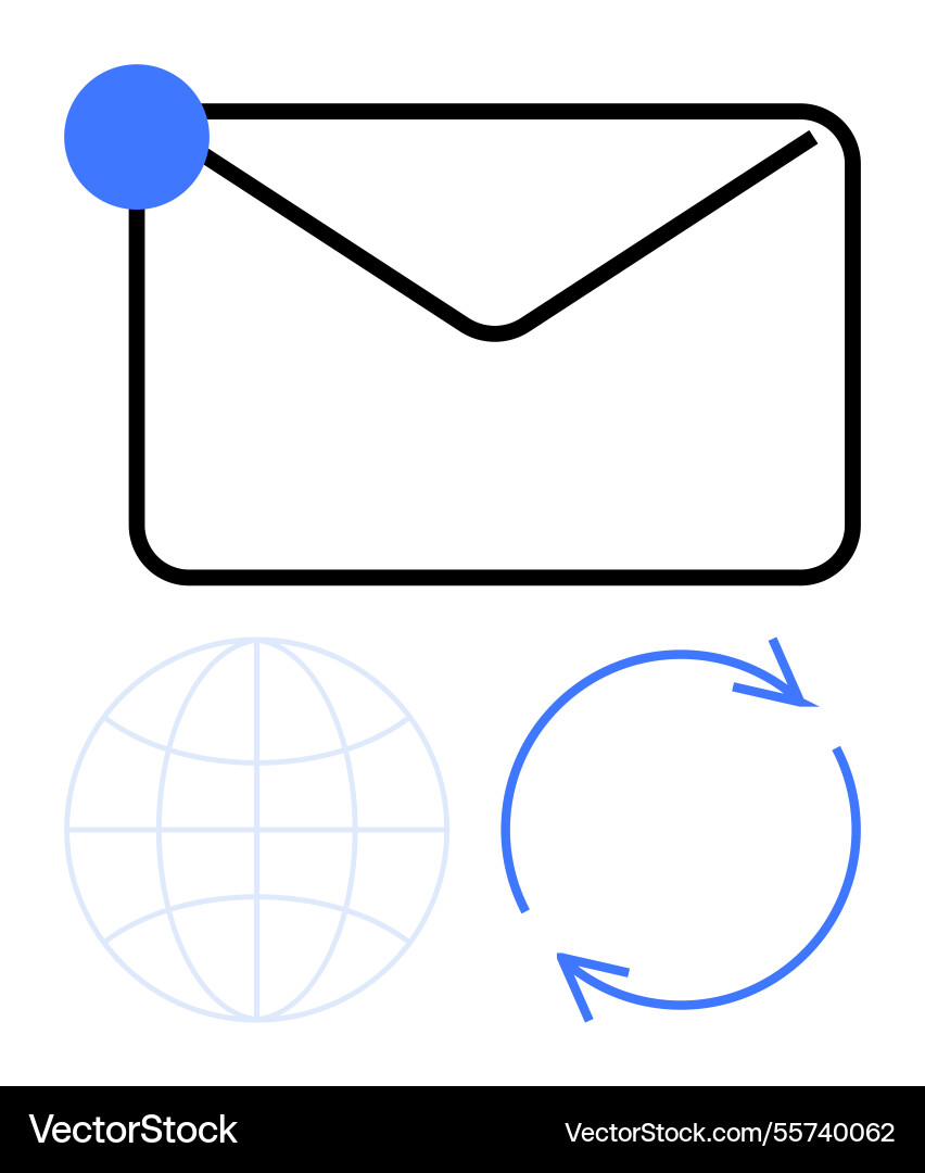 New email notification with globe and circular Vector Image
