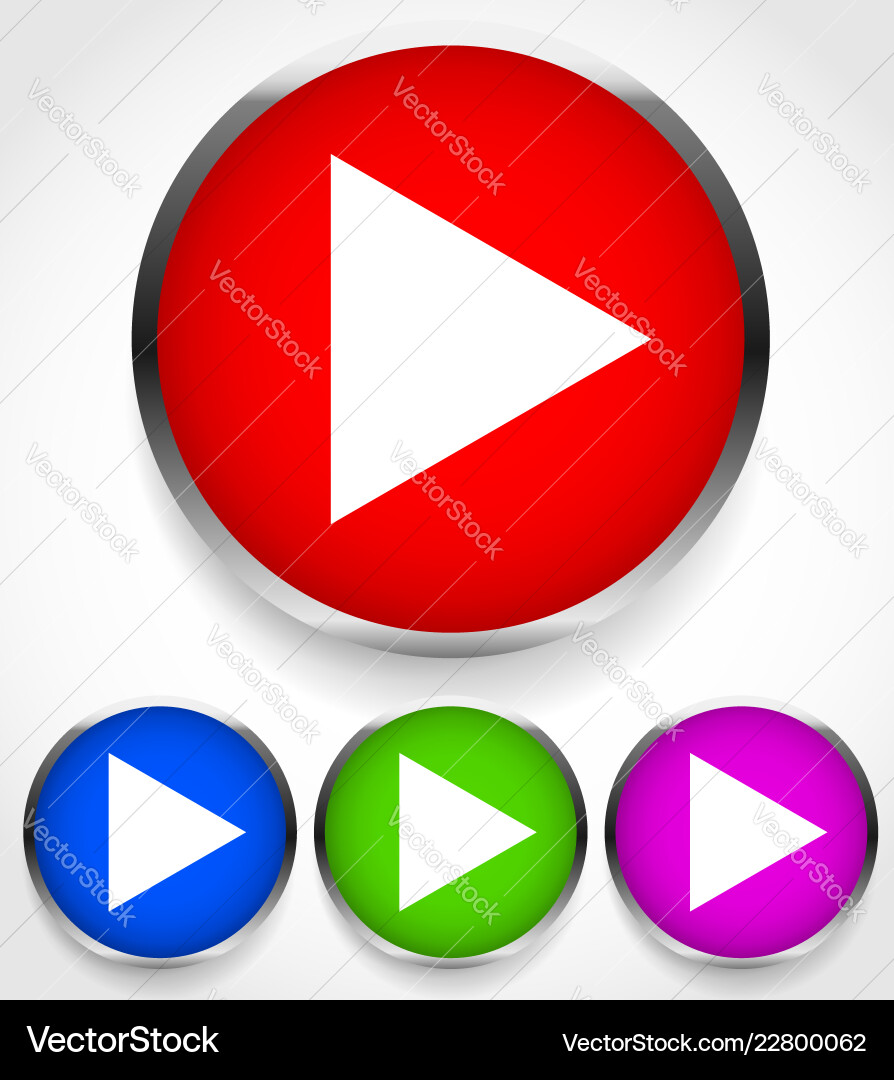 Play buttons with frame and shadow isolated Play buttons with frame and shadow isolated Vector Image