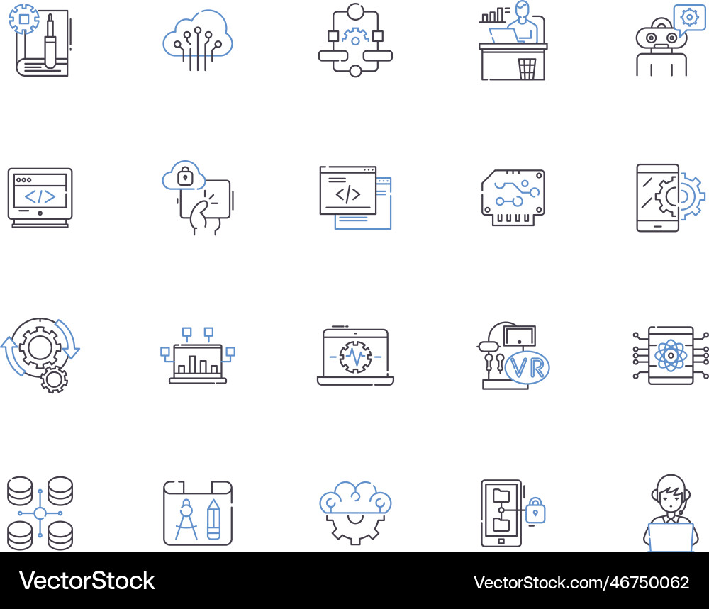 Programmierung Kodierung Umriss Icons Sammlung Programmierung Kodierung Umriss Icons Sammlung vektorbild