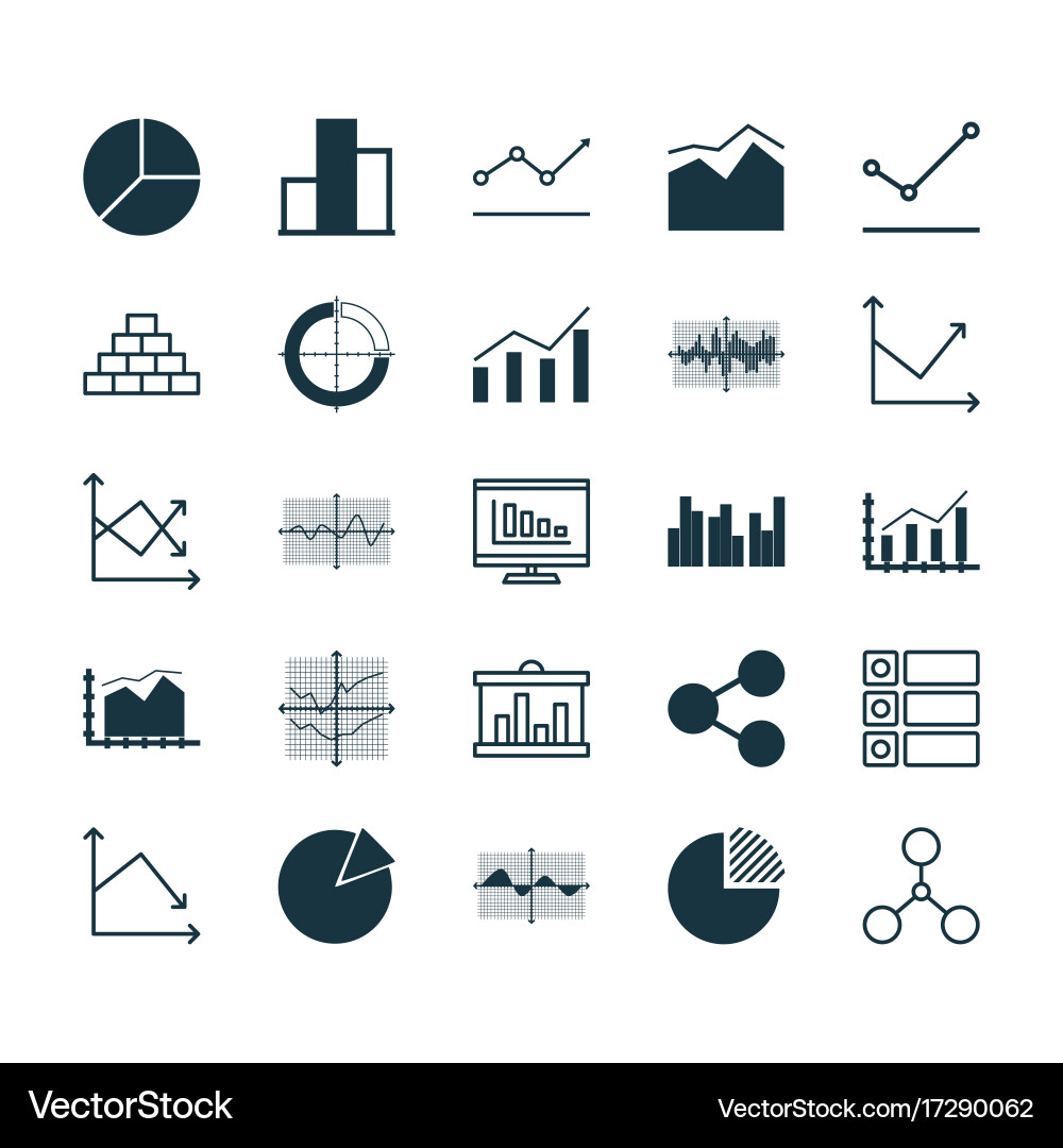 Set of graphs diagrams and statistics icons vector image