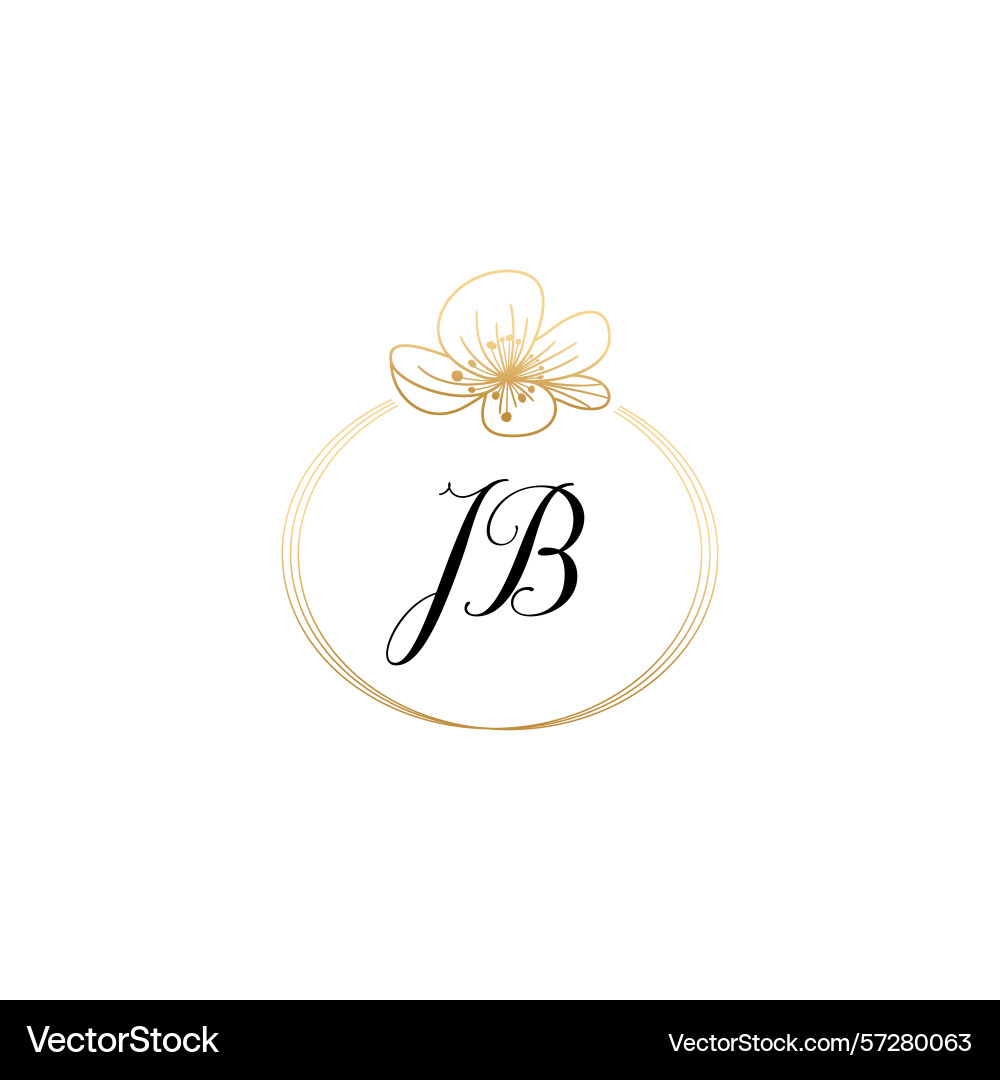 Botanical monogram logos with initial jb Botanical monogram logos with initial jb Vector Image