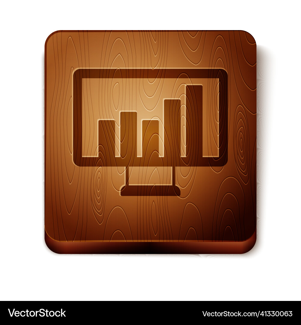 Brown computer monitor with graph chart icon vector image
