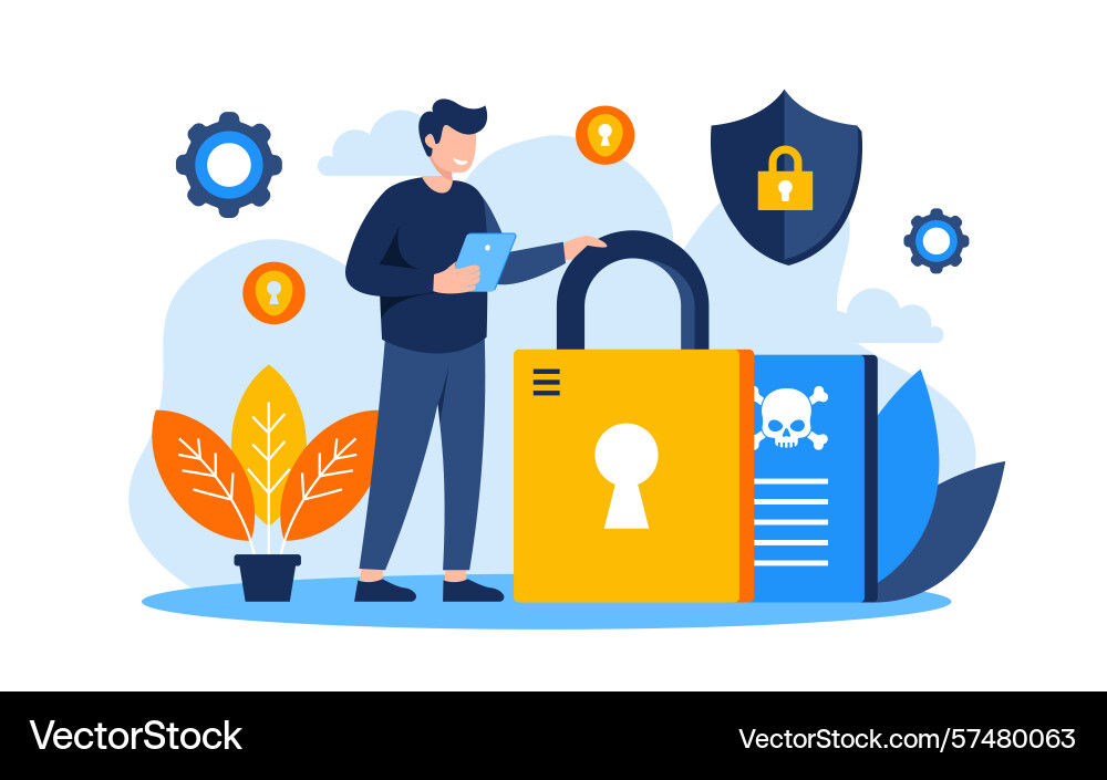 Data protection and encryption flat design Vector Image