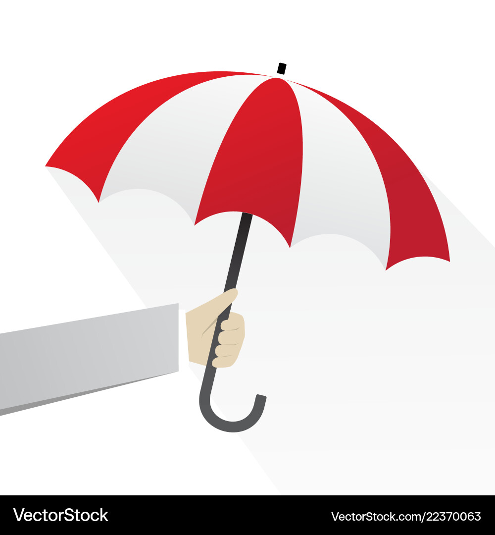 Hand with red umbrellas create shading vector image