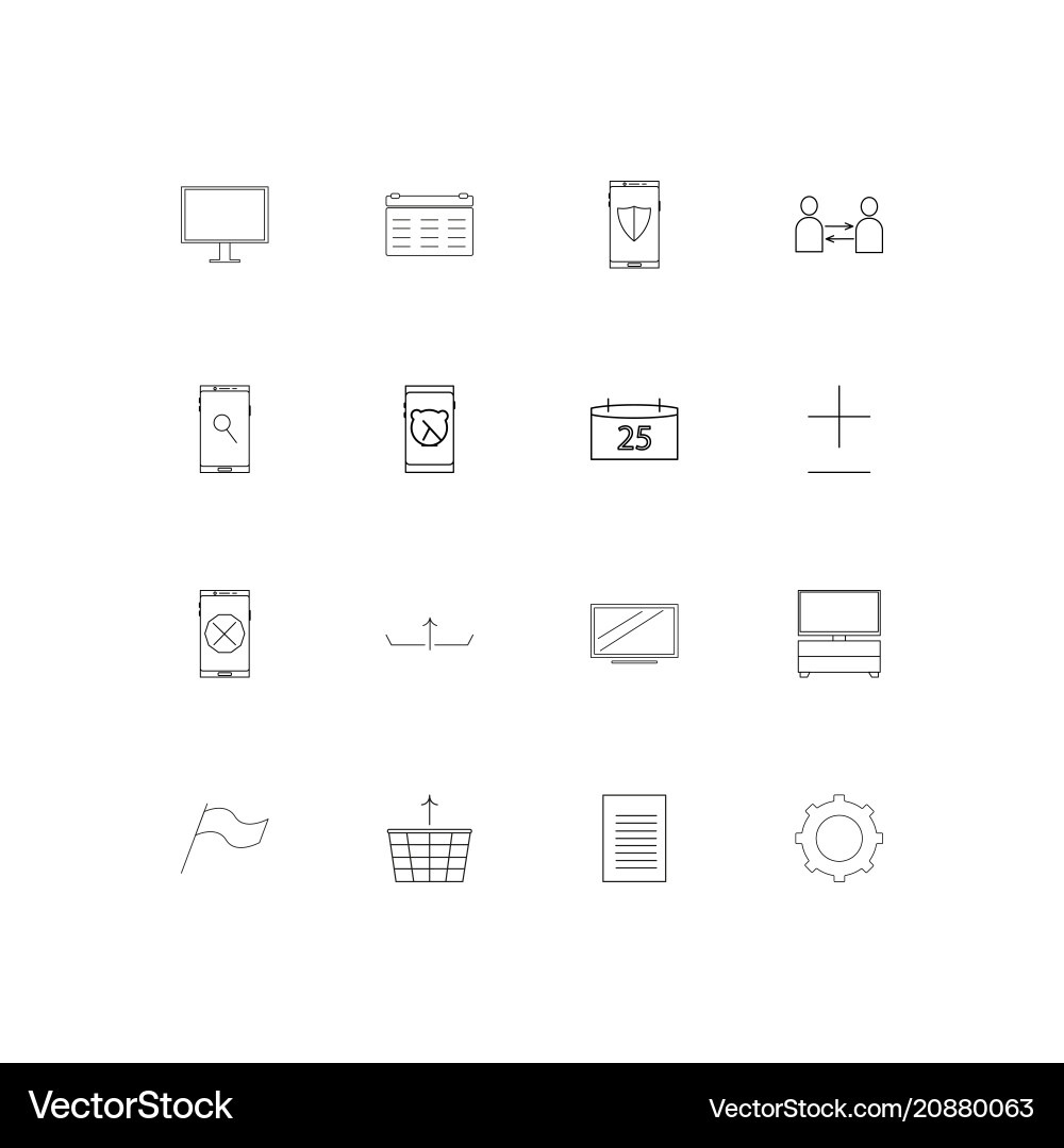 Internet technologies linear thin icons set Vector Image