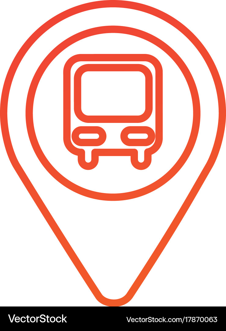 Map pointer with symbol bus station for location vector image