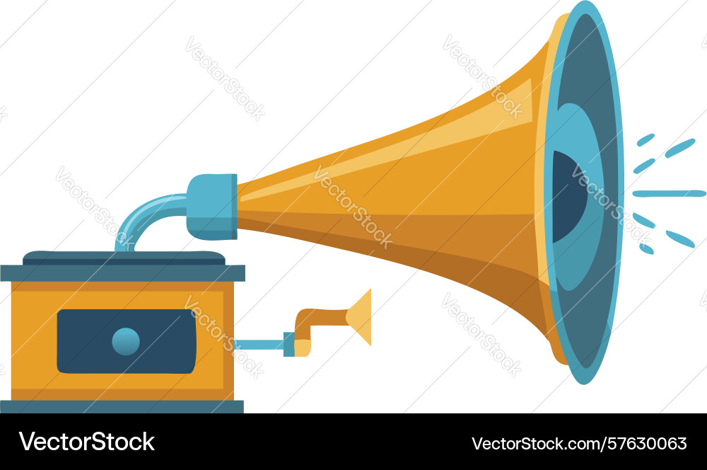 Modern gramophone with dynamic sound waves design Vector Image