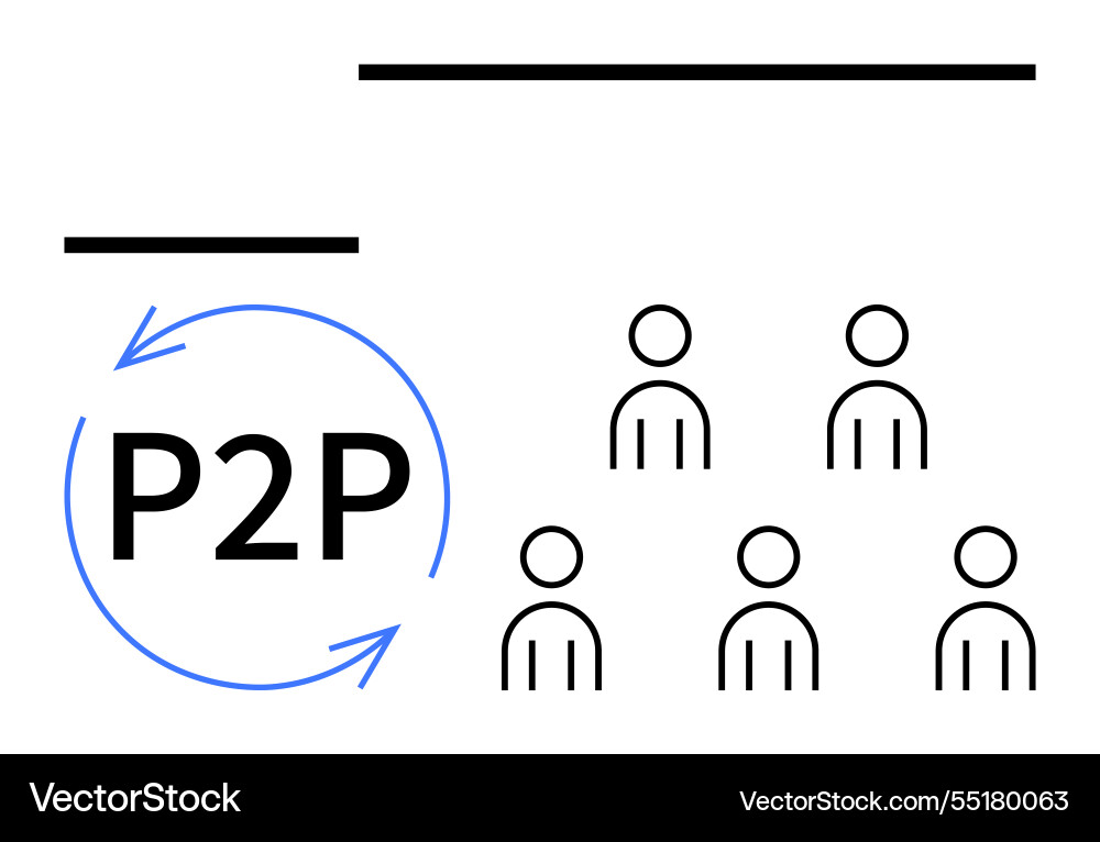 Peer-to-peer networking concept with human icons vector image