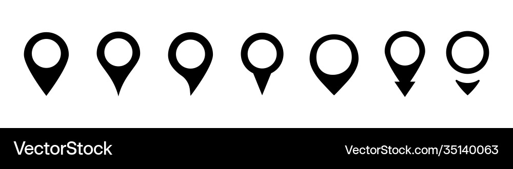 Pin location pointer isolated elements collection Pin location pointer isolated elements collection vector image
