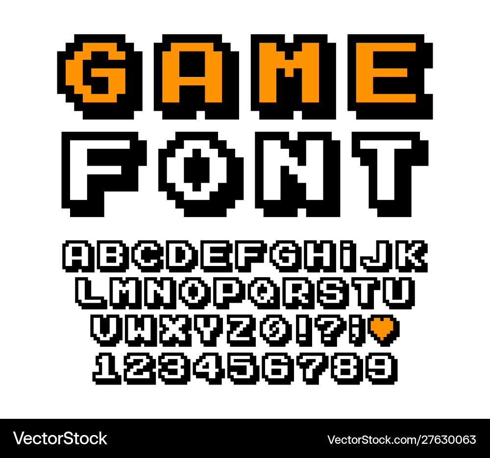 Pixel Font Set Vector Image