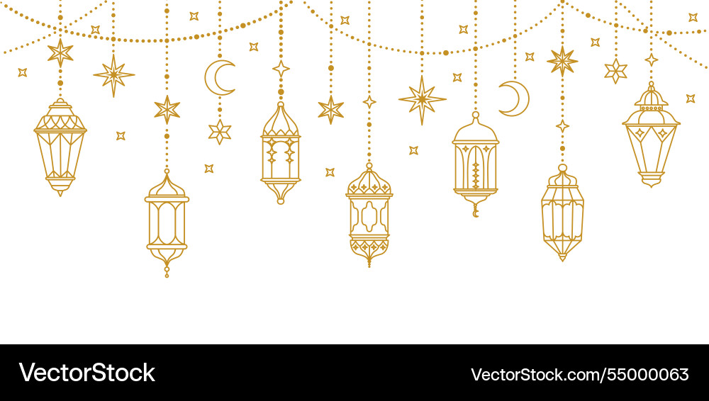Ramadan kareem banner border with hanging lantern Ramadan kareem banner border with hanging lantern vector image