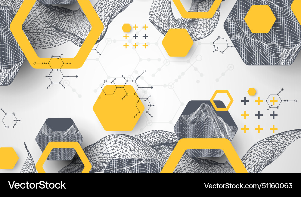 Scientific and technological background wireframe Vector Image