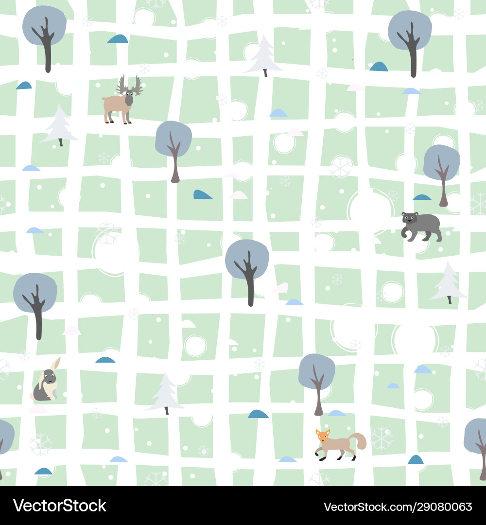 Seamless winter pattern with trees and spruce Seamless winter pattern with trees and spruce vector image