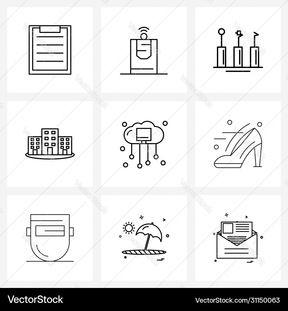 Set 9 simple line icons computing tower Vector Image