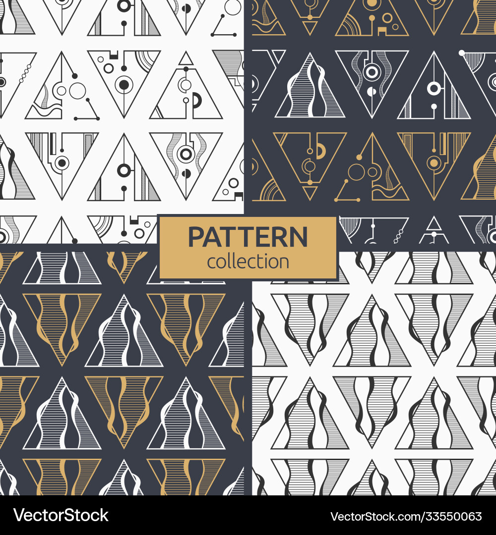 Set four seamless patterns triangles Set four seamless patterns triangles vector image