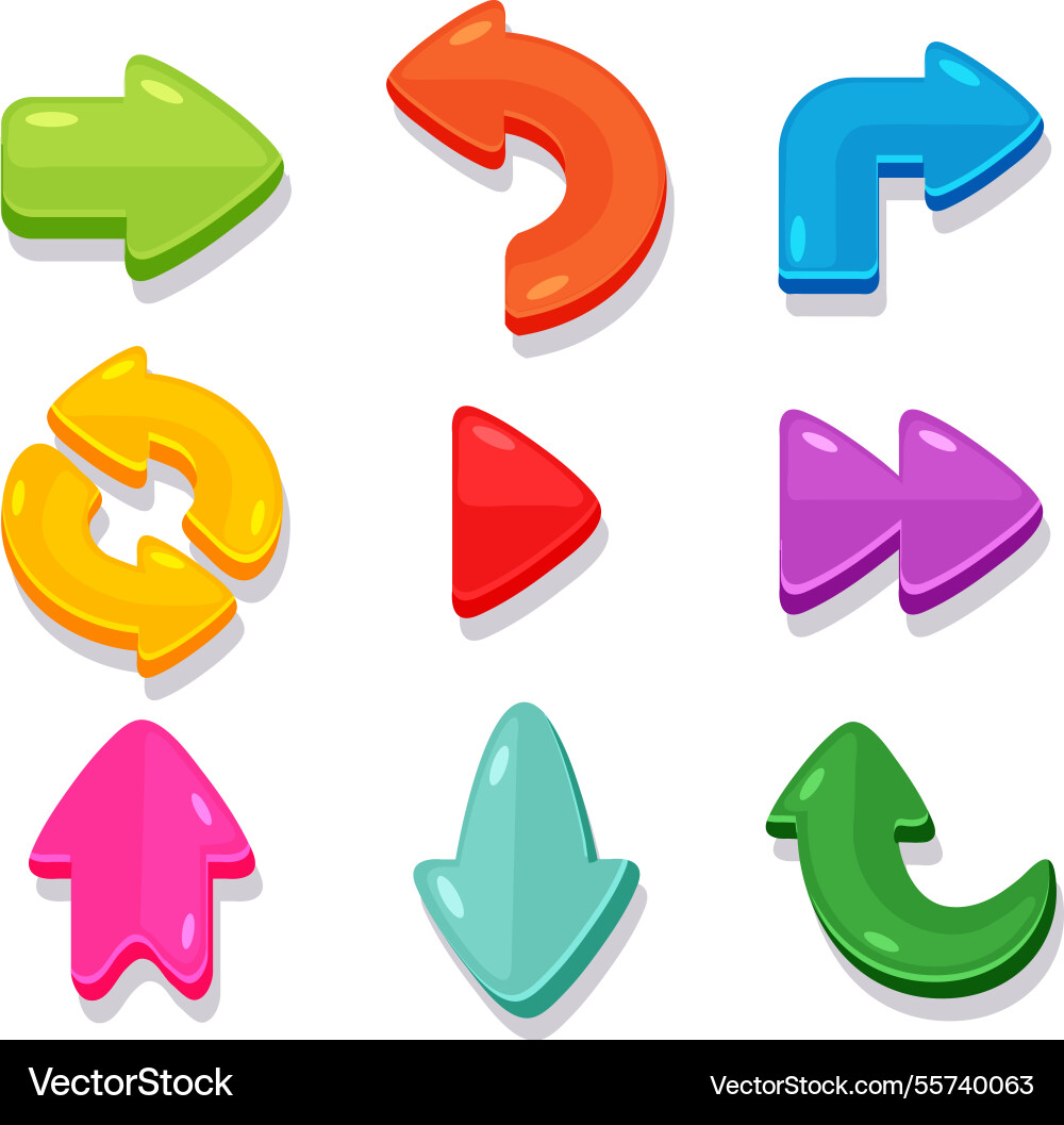 Set of colorful arrows to mark in flat style Vector Image
