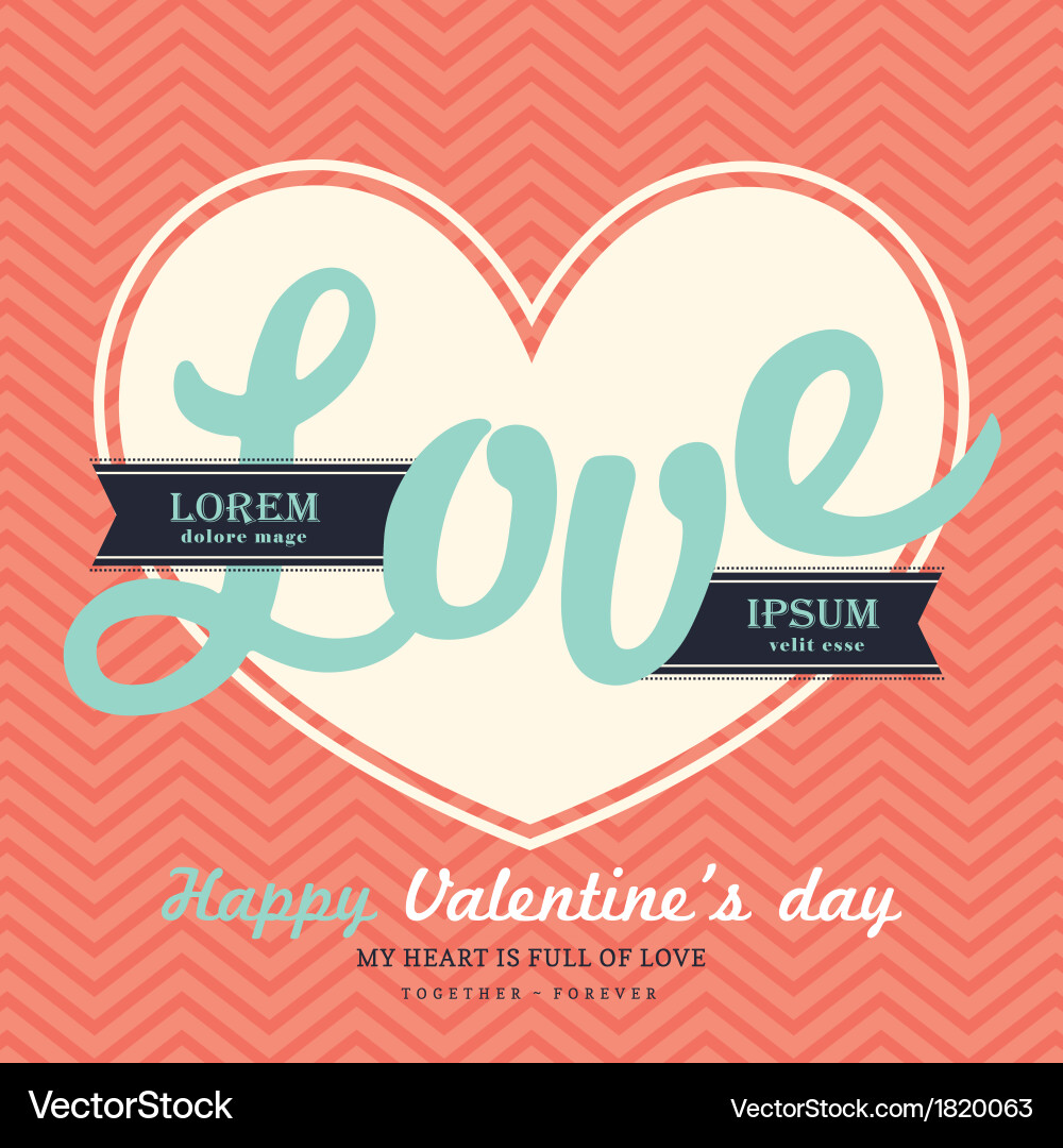 Valentines day invitation card template love word Vector Image