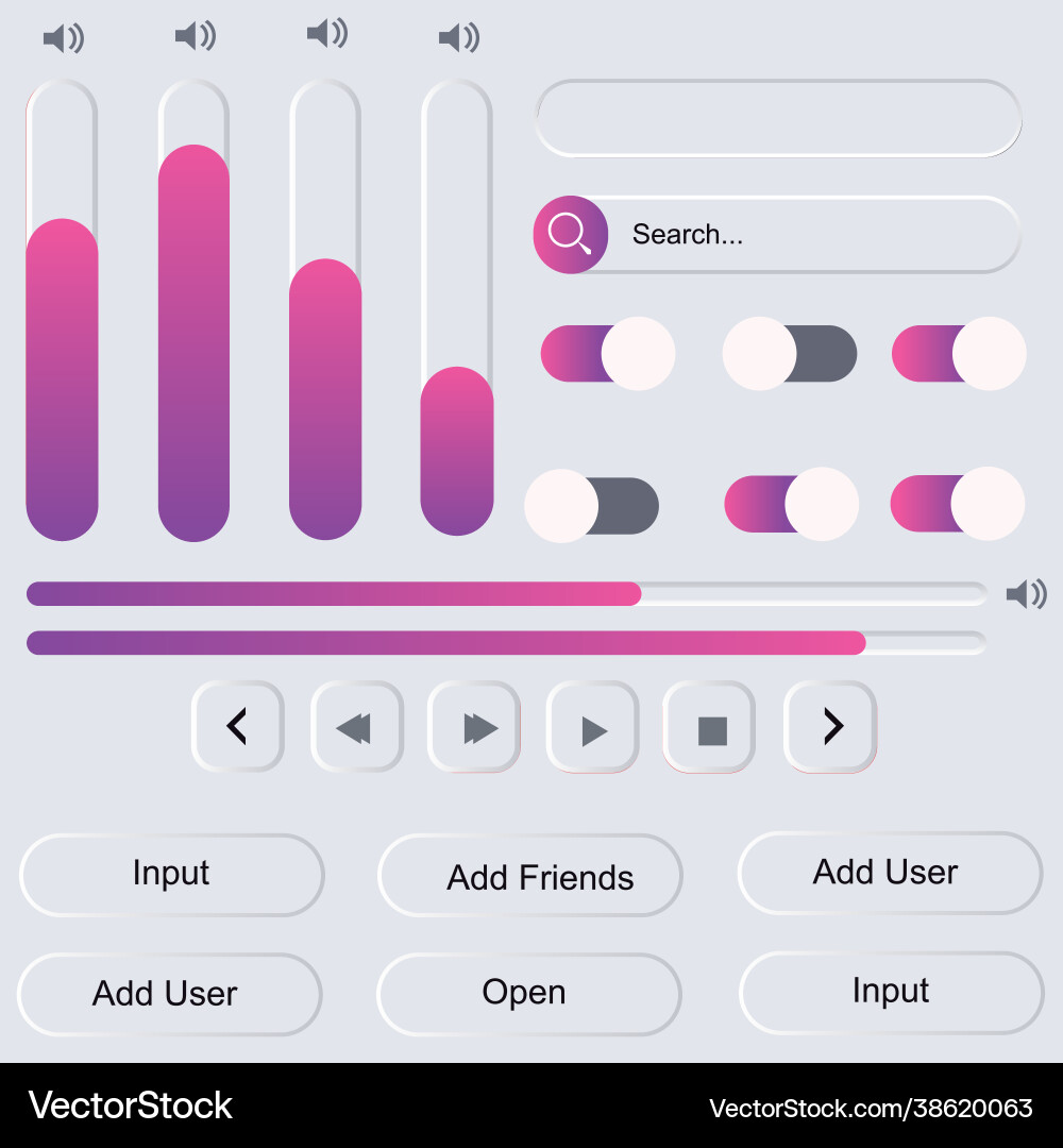 White web ui design elements set a minimalist White web ui design elements set a minimalist Vector Image
